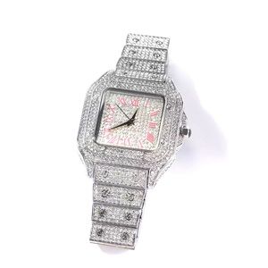 NEW Iced Out Bling Hip Hop Watch. Silver/Pink Roman Numerals. Unisex. Gorgeous!